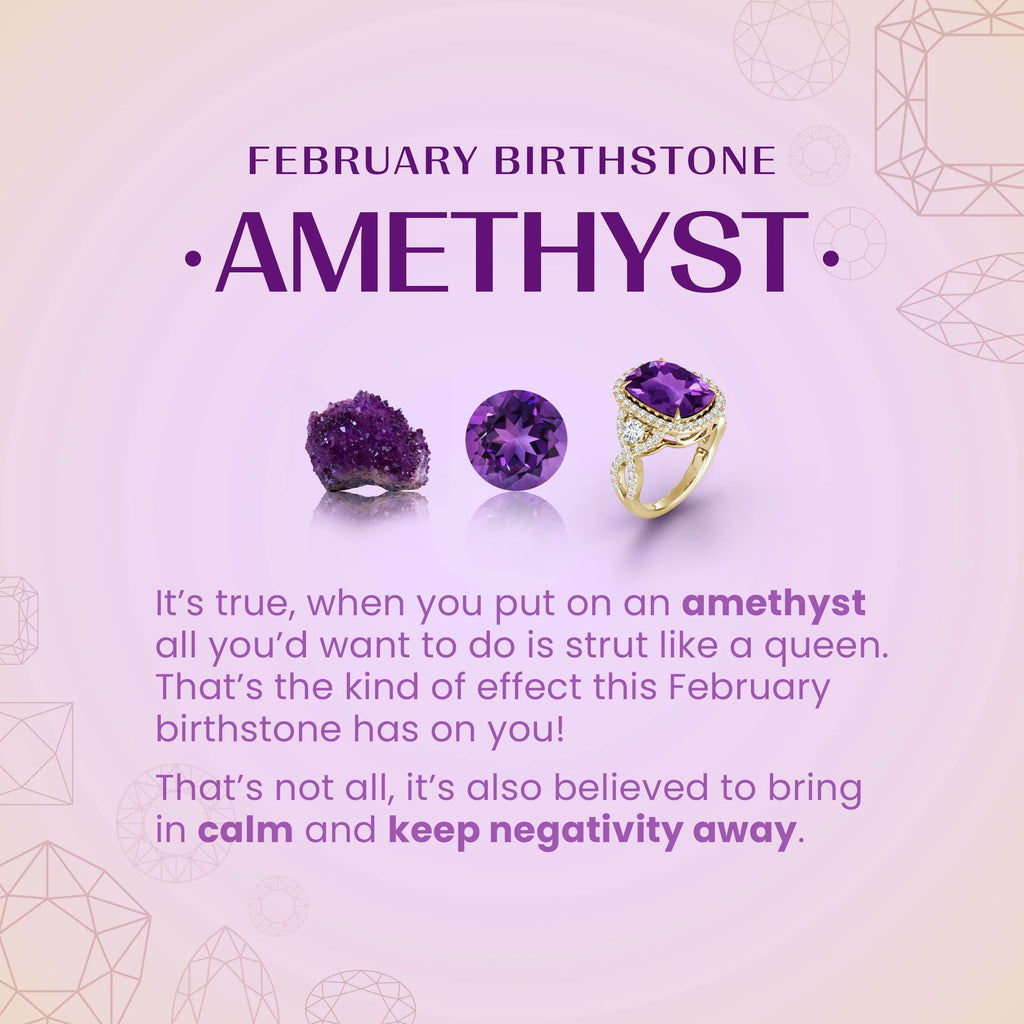 Natural 2.2 Ct. Amethyst with Diamond Halo Ring in 14K Rose Gold L1055