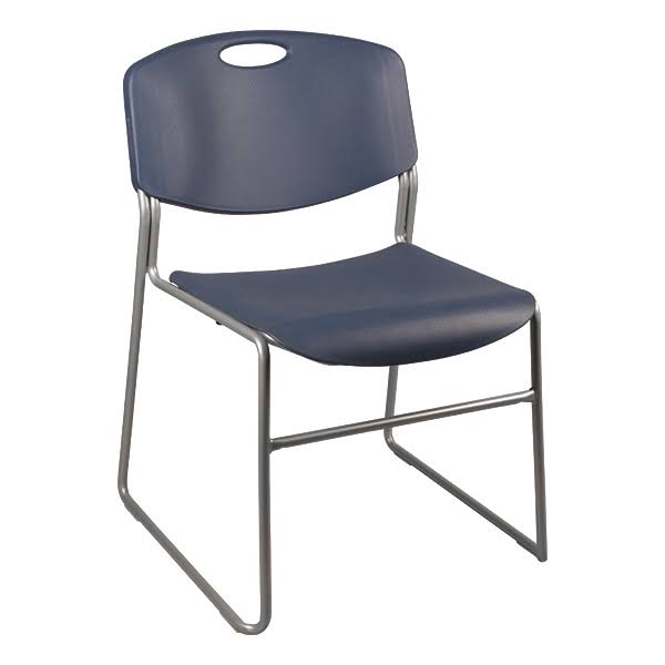 Navy Plastic Stacking Chair with Silver Mist Frame J52274