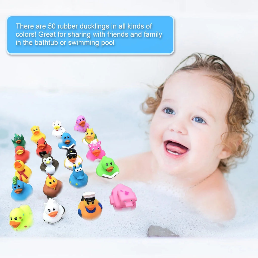 50 Pcs Assorted Rubber Duck Toy Bath Tub Pool Toys V443687