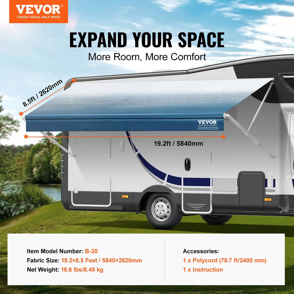 20' RV Awning Fabric Replacement Waterproof Fabric I685554