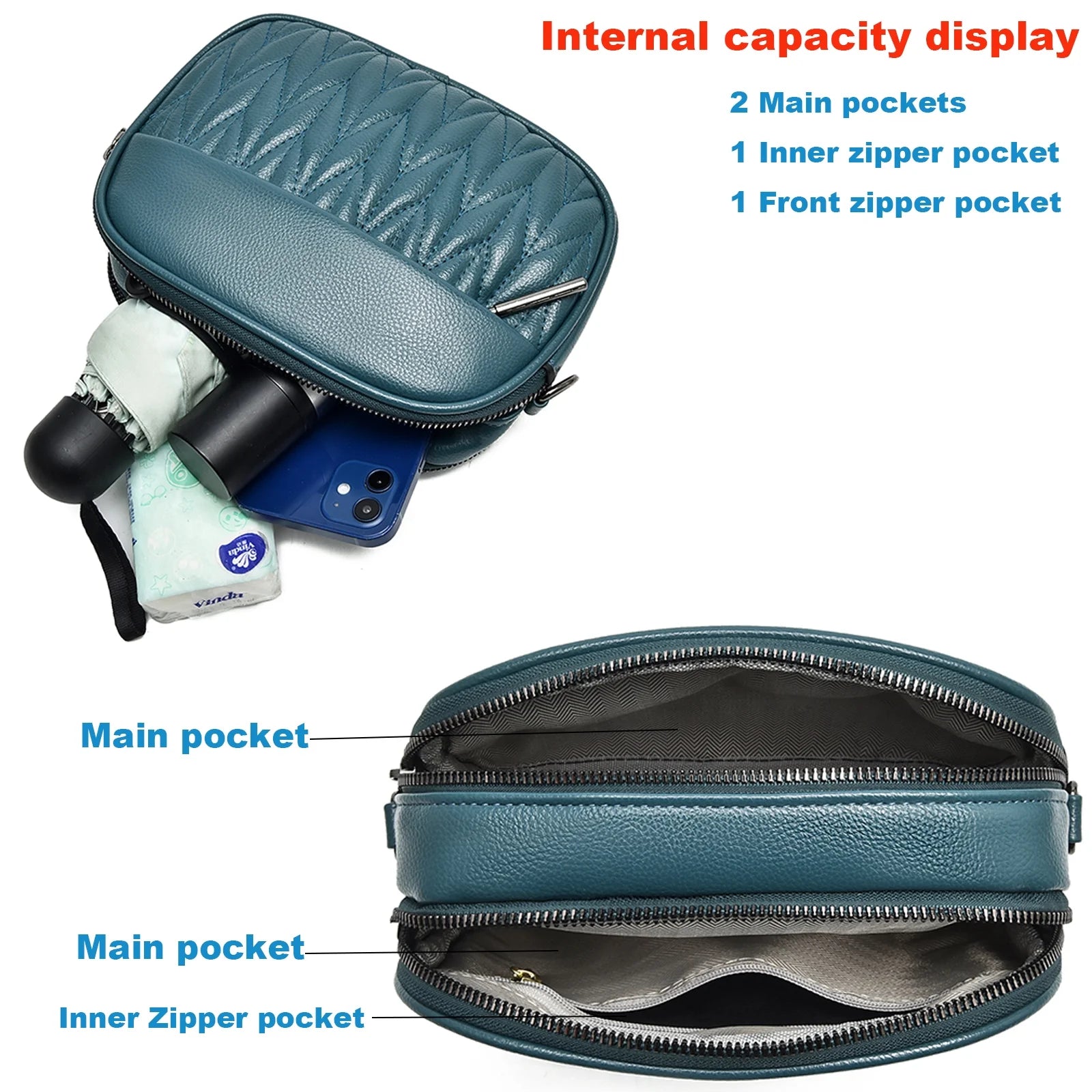Leather Crossbody Bag with Adjustable Strap E357