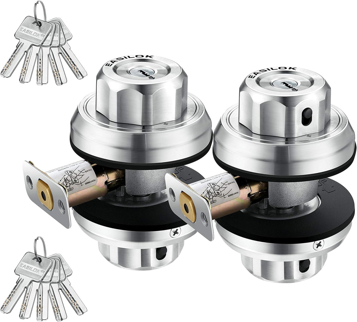 Keyless Twist to Lock Deadbolt Lock, 304 Stainless Steel Front Door Lock, Single Cylinder Deadbolt and Door Knob N897925
