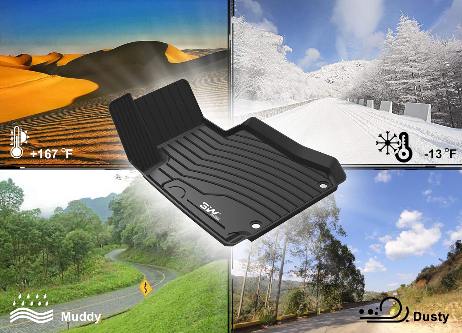 Black All Weather Heavy Duty Trunk Mat for Benz GLC F656