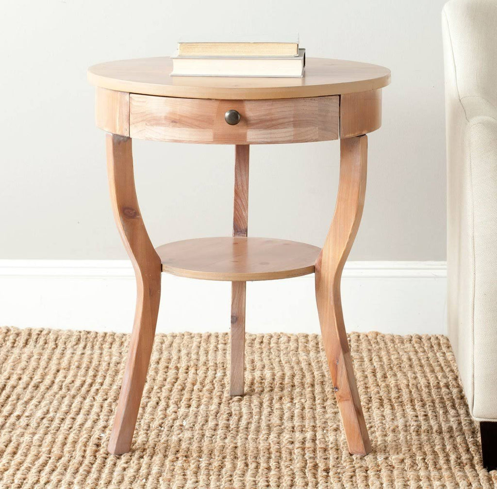 Dark Teal Round Pedestal Drawer End Table L25483