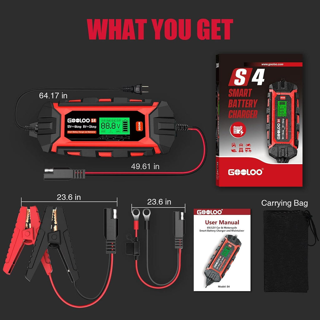 4-Amp 12V/4A Car Battery Charger Maintainer, Pack of 2 T3712
