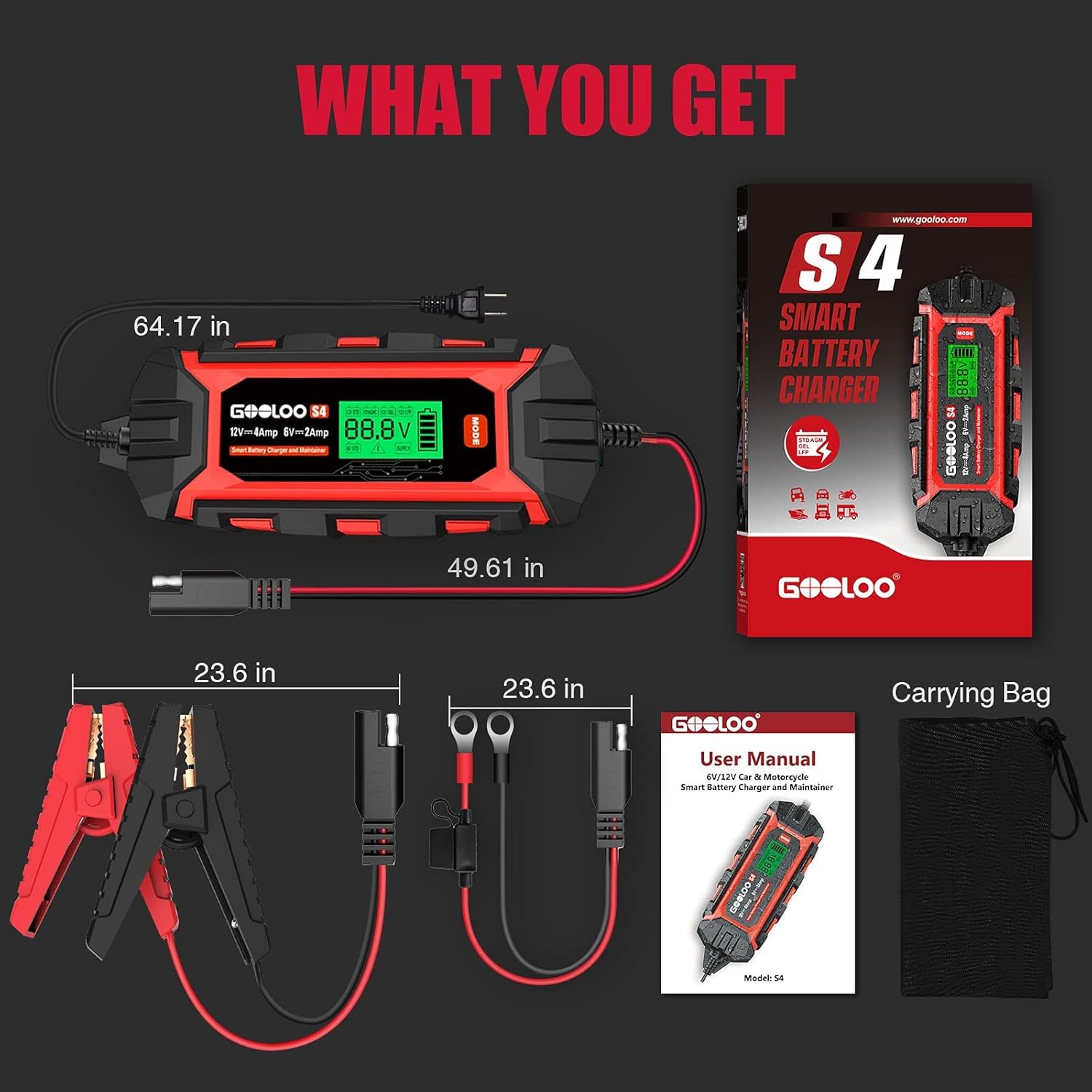 4-Amp 12V/4A Car Battery Charger Maintainer, Pack of 2 T3712