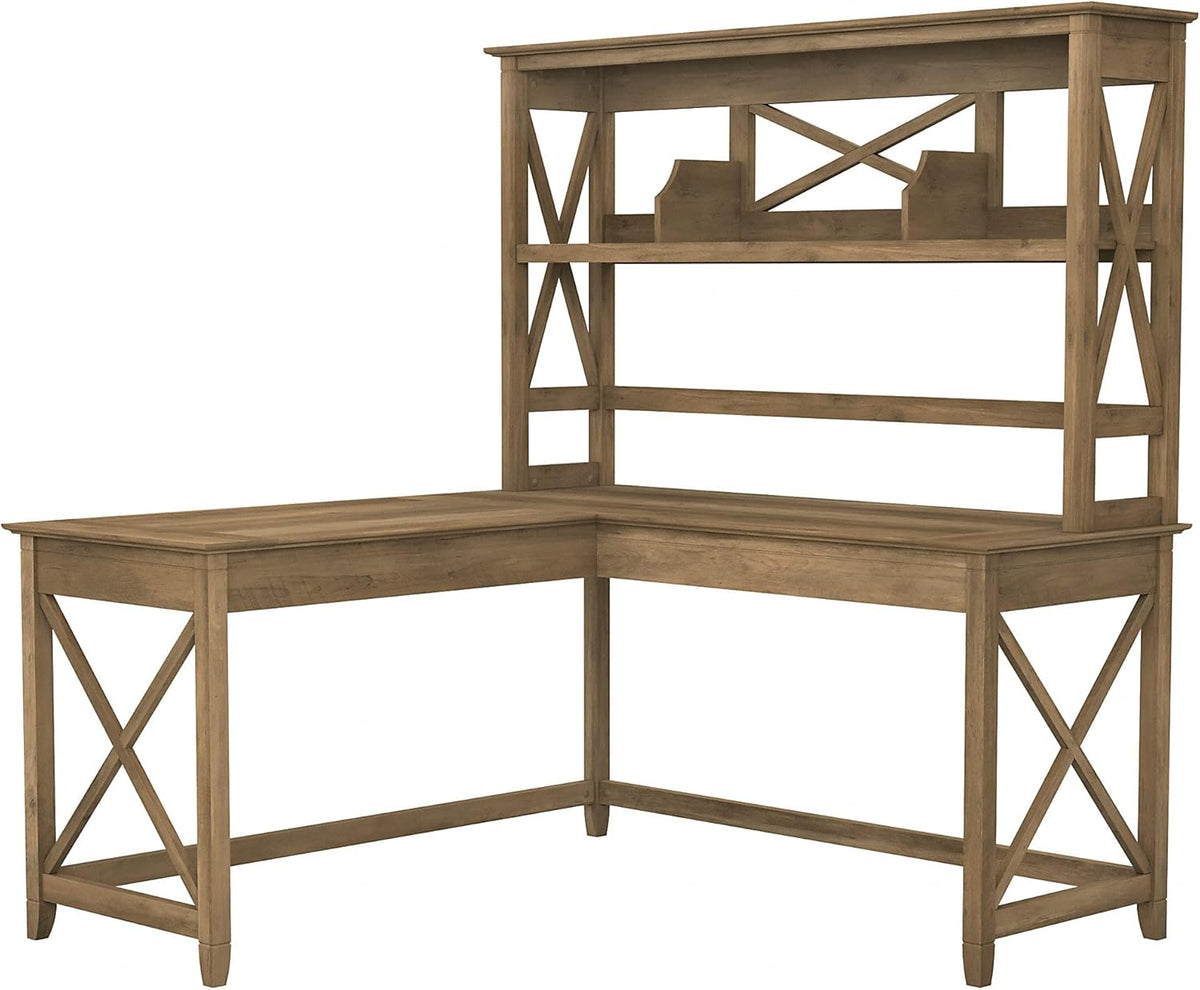L Shaped Desk with Hutch, 60W, Cape Cod Gray Q514794