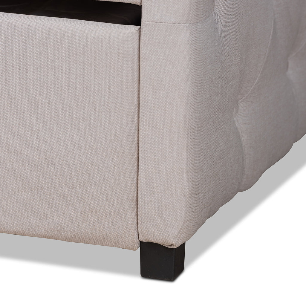 Beige/Black Upholstered Daybed with Trundle F964829