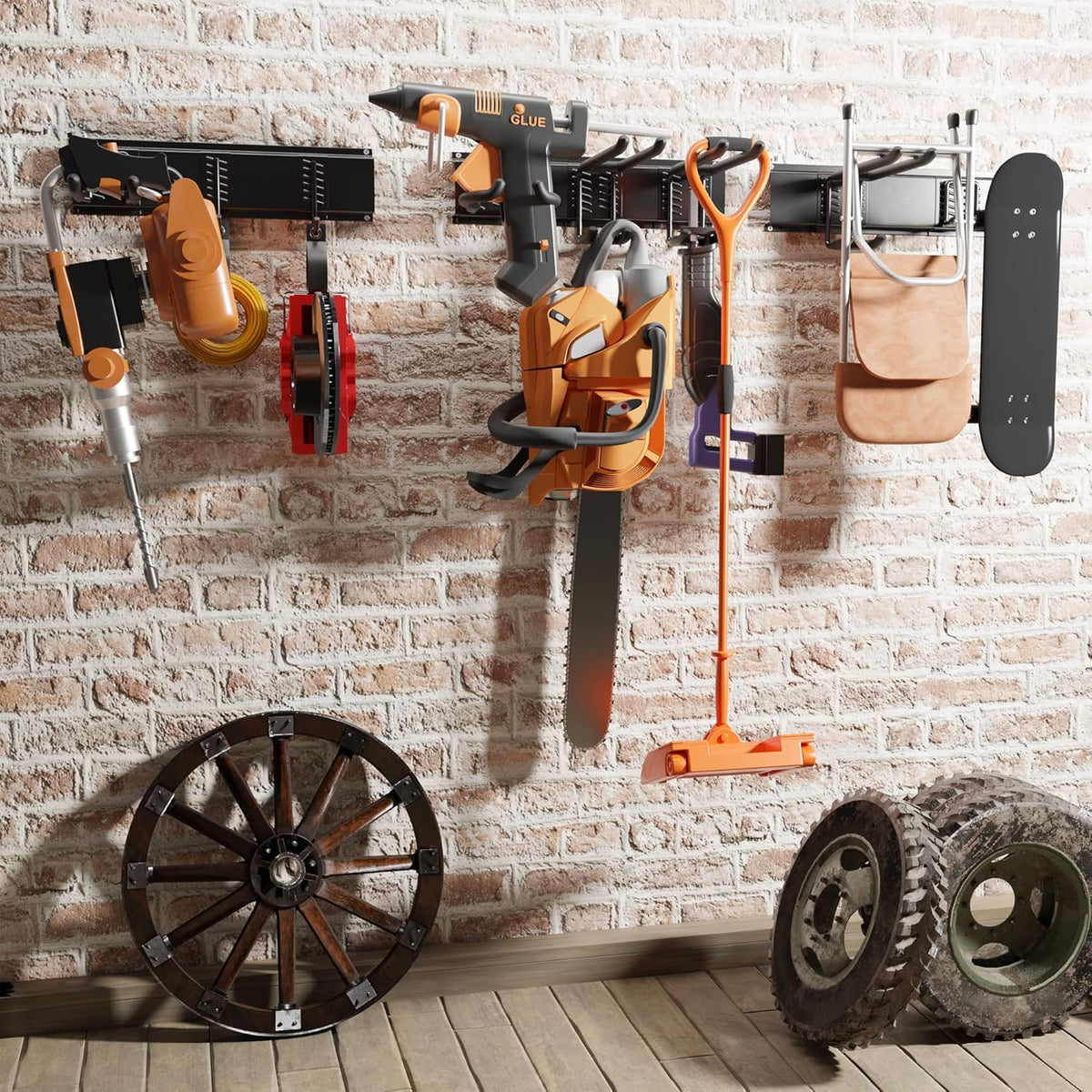 48 inch Heavy Duty Wall Mount Tool Organizer Rack, Pack of 2 B402136