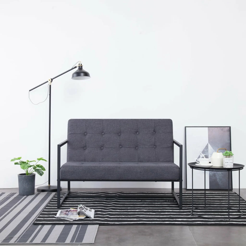 Dark Gray 2-Seater Sofa with Armrests L363
