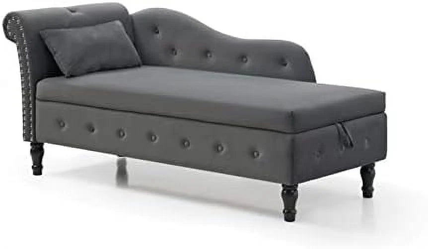 Blue Upholstered Chaise Lounge Chair with Pillow S541