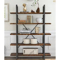 5-Tier Industrial Bookcase with Rustic Wood and Metal Frame R710609