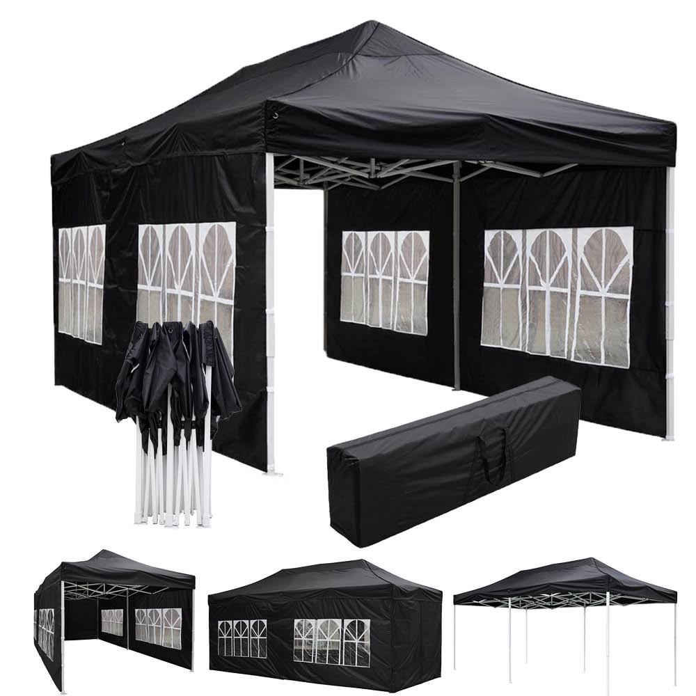 Black Pop Up Canopy Tent with Removable Sidewall Carry Bag Q284266