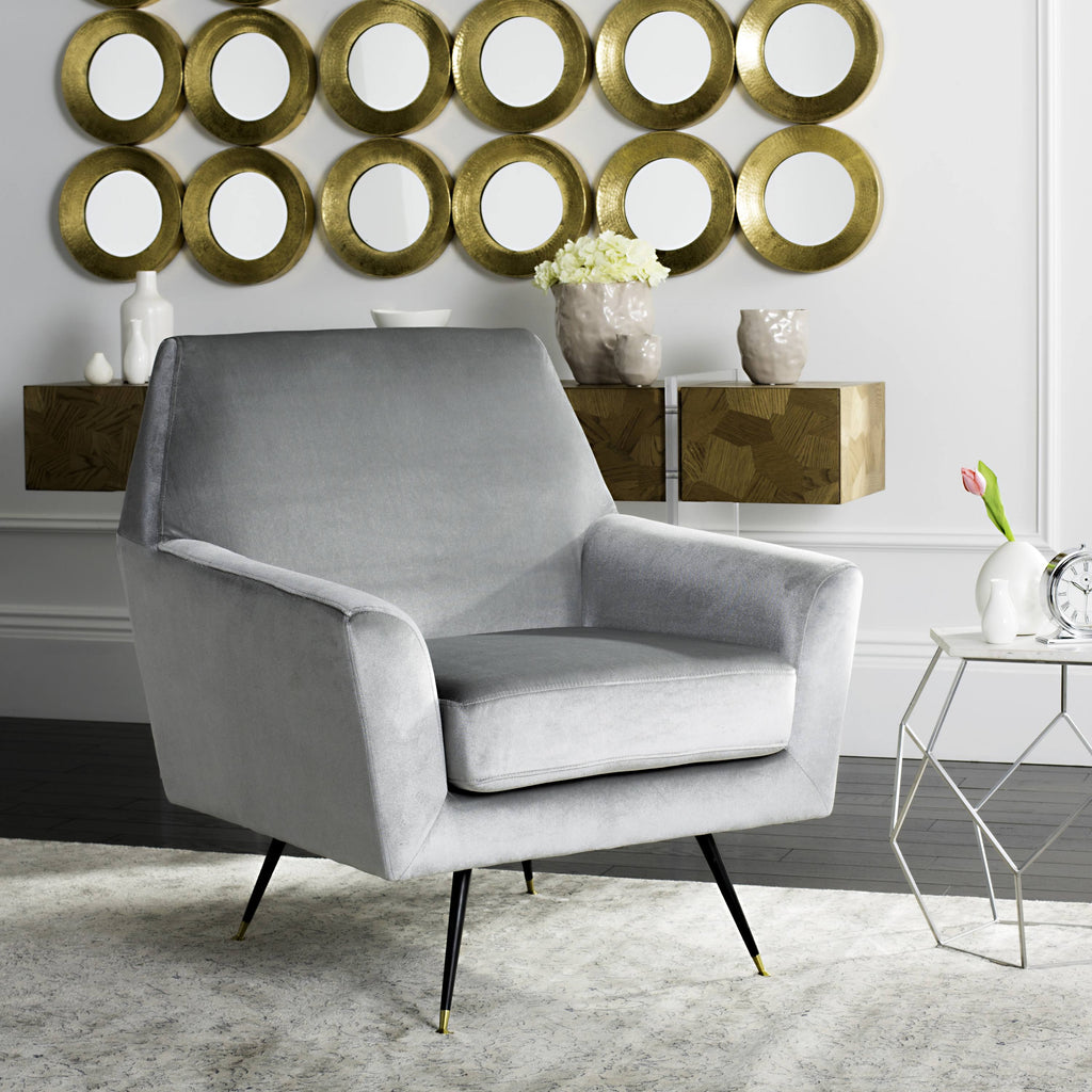 Light Grey Velvet Accent Chair C877601
