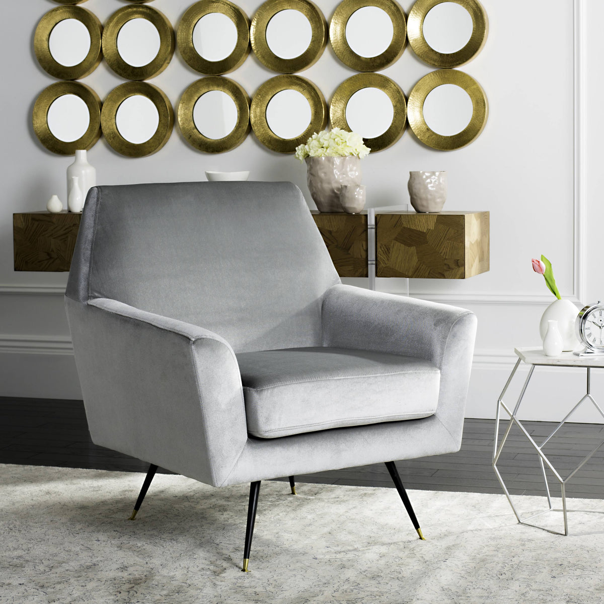 Light Grey Velvet Accent Chair C877601