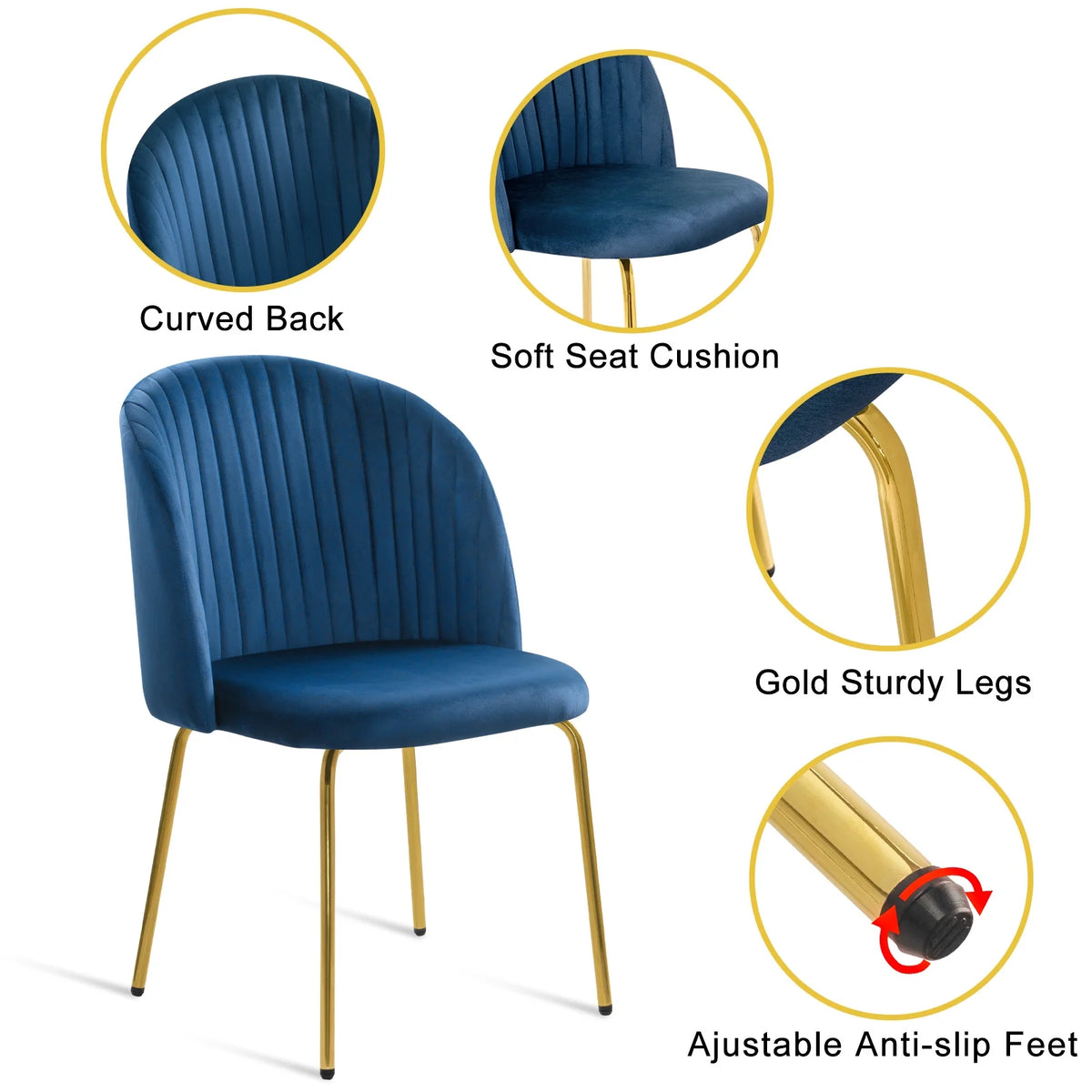 Blue Velvet Dining Chairs Set of 2 N586623