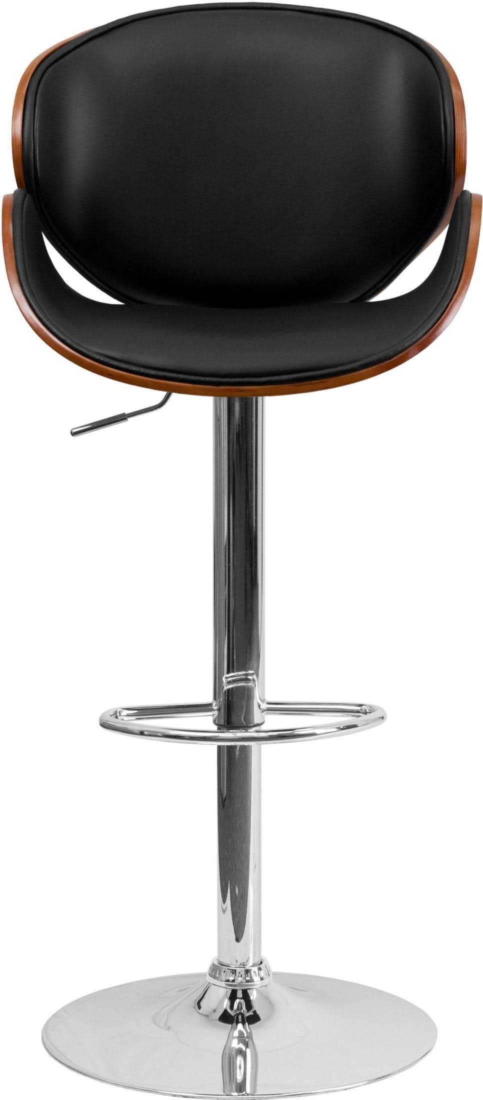 Walnut Bentwood Bar Stool with Curved Vinyl Seat and Back X592