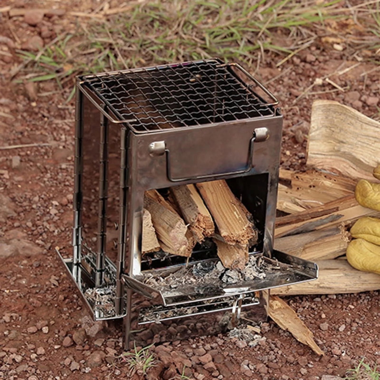 Folding Wood Burning Stove Blowpipe Kit with Carry Bag O816