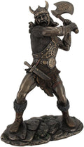 11.25 Tall Viking Axe Warrior Battle Stance Cold Cast Resin Antique Bronze Finish K3611