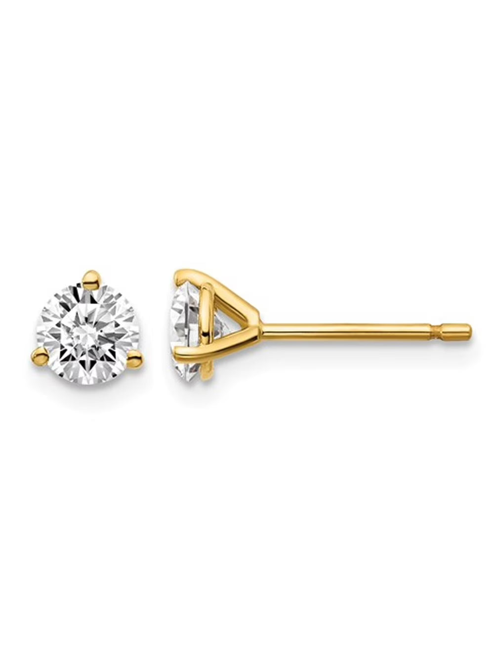 14K Yellow Gold Solitaire Stud Earrings R102