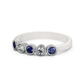 14K White Gold Eternity Band with Blue Sapphire and Diamond K559