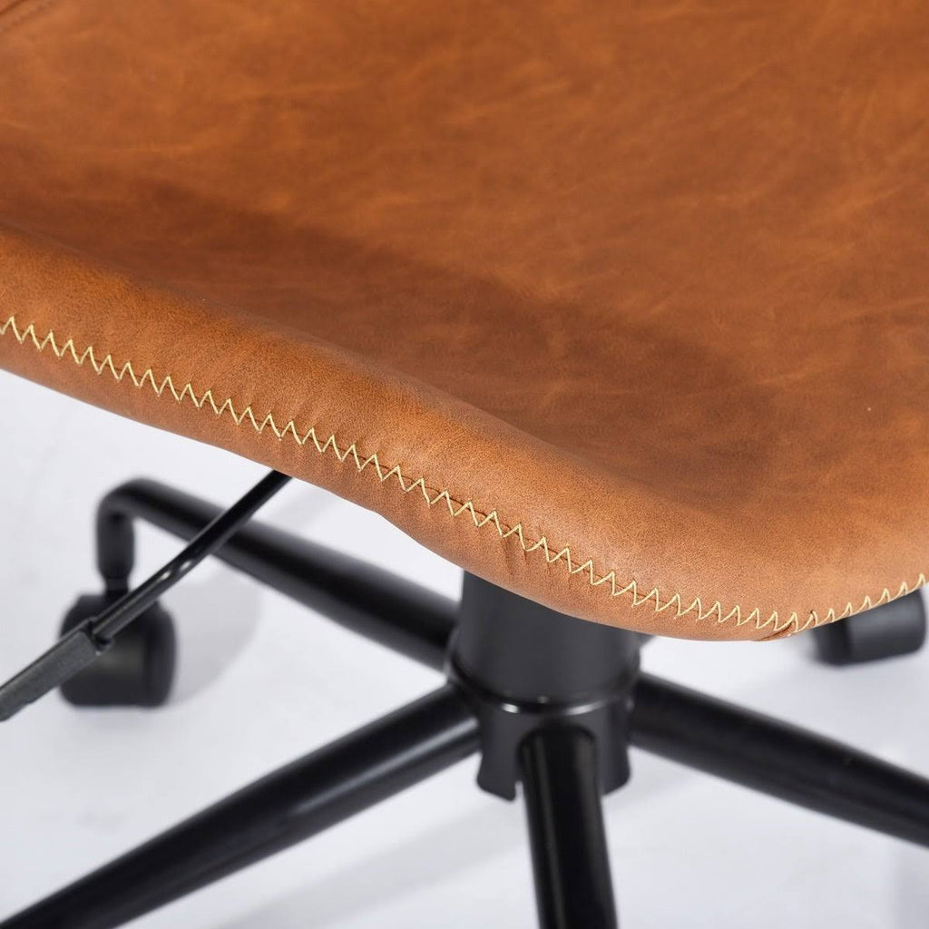 Brown Faux Leather Desk Chair Q820465