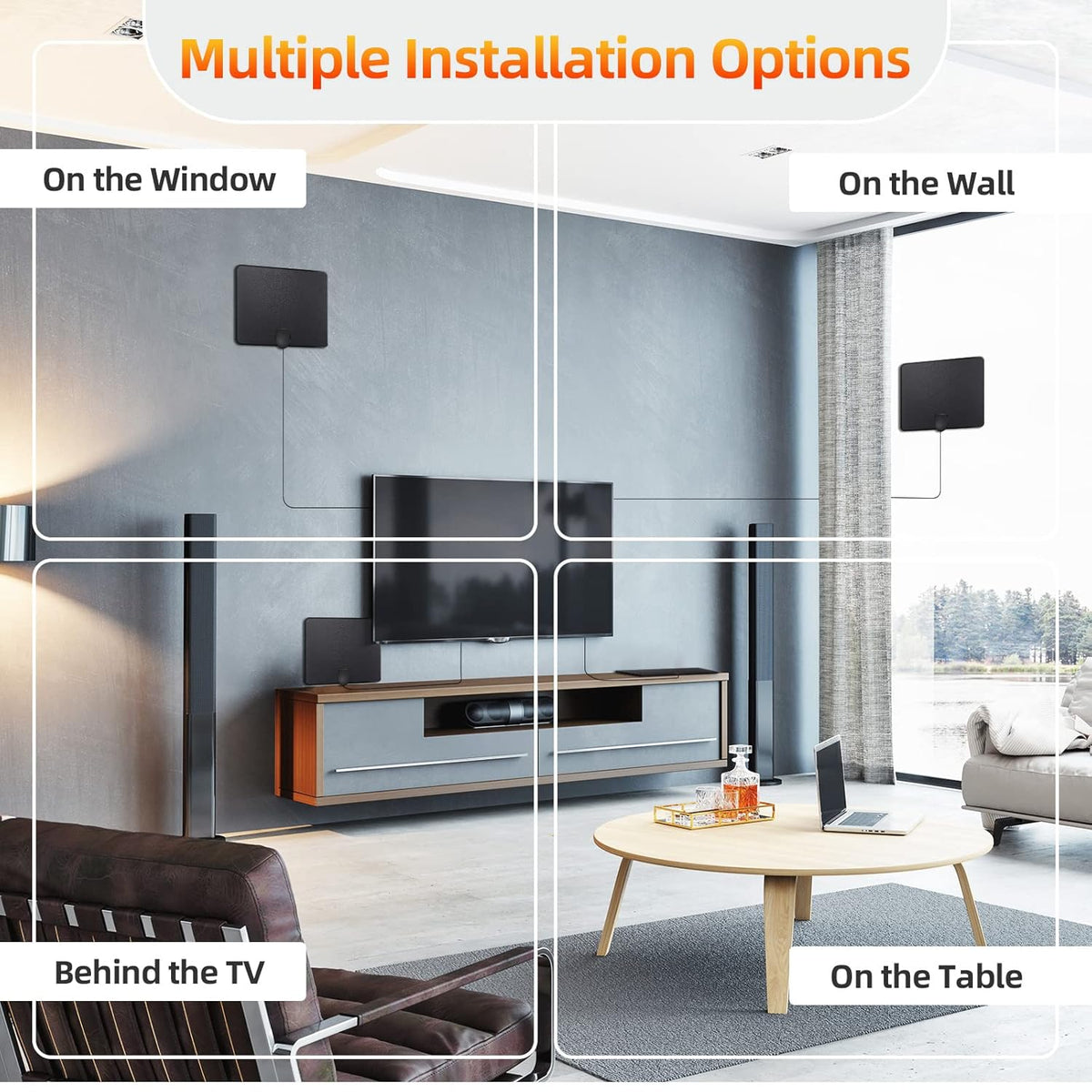 Amplified Digital TV Antenna with Signal Booster, 16ft Coaxial Cable, Pack of 2 A16423