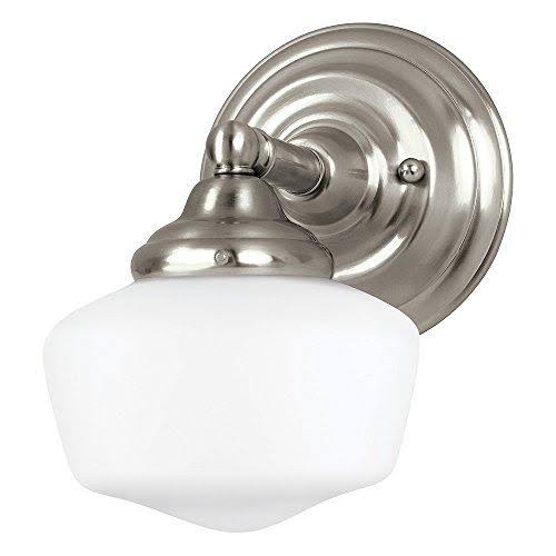 One-Light Bath or Wall Light Fixture with Satin White Glass, Brushed Nickel Finish N8736