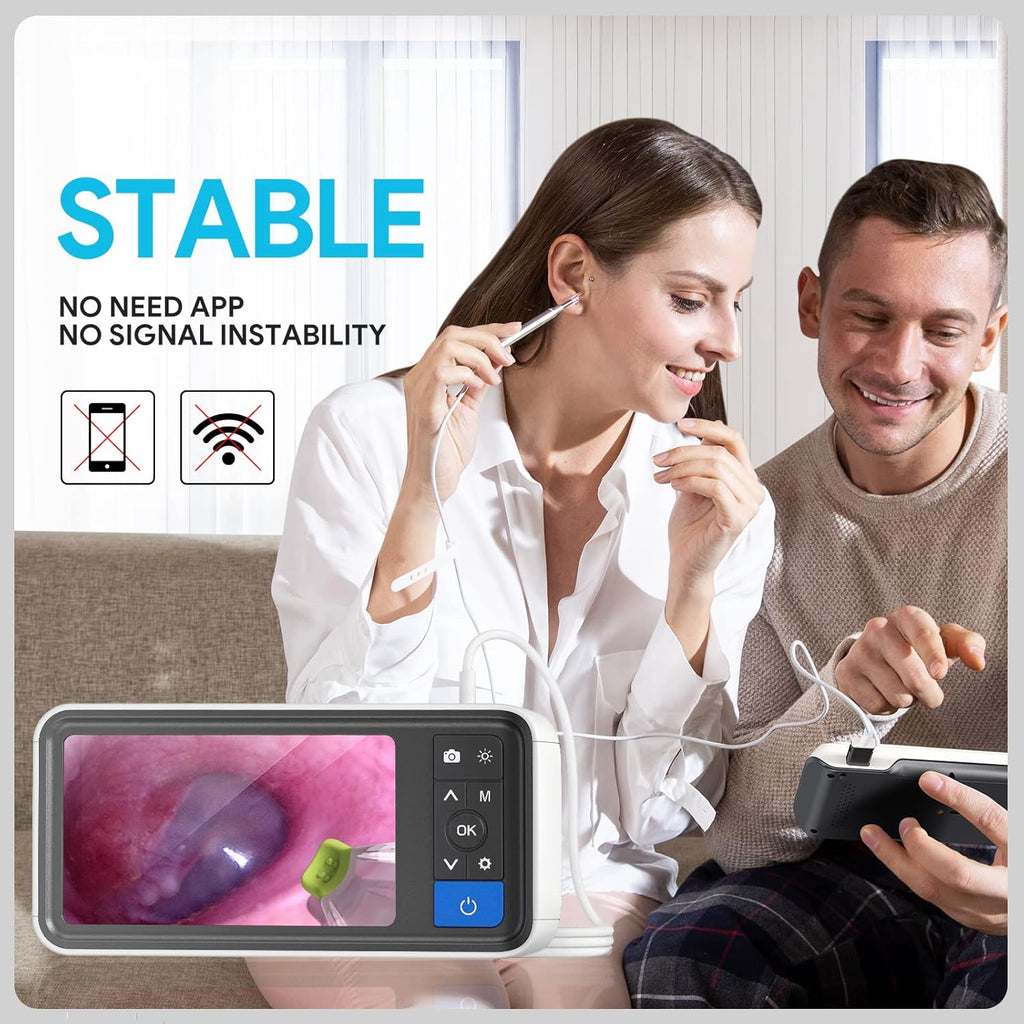 Digital Otoscope with 4.5 Inches Screen, 3.9mm Ear Camera, 6 LED Lights, 32GB Card, Ear Wax Removal Tool, 2500 mAh Rechargeable Battery, Pack of 2 A8547