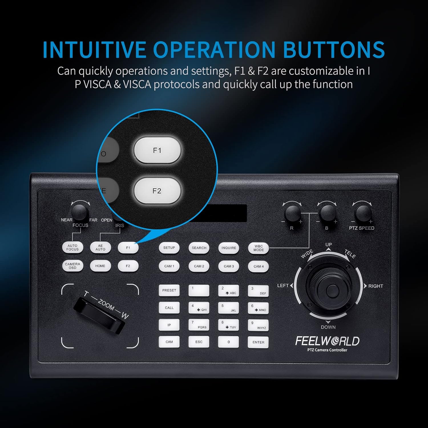 PTZ Camera Controller with Joystick and Keyboard Control LCD Screen PoE Supported P73122
