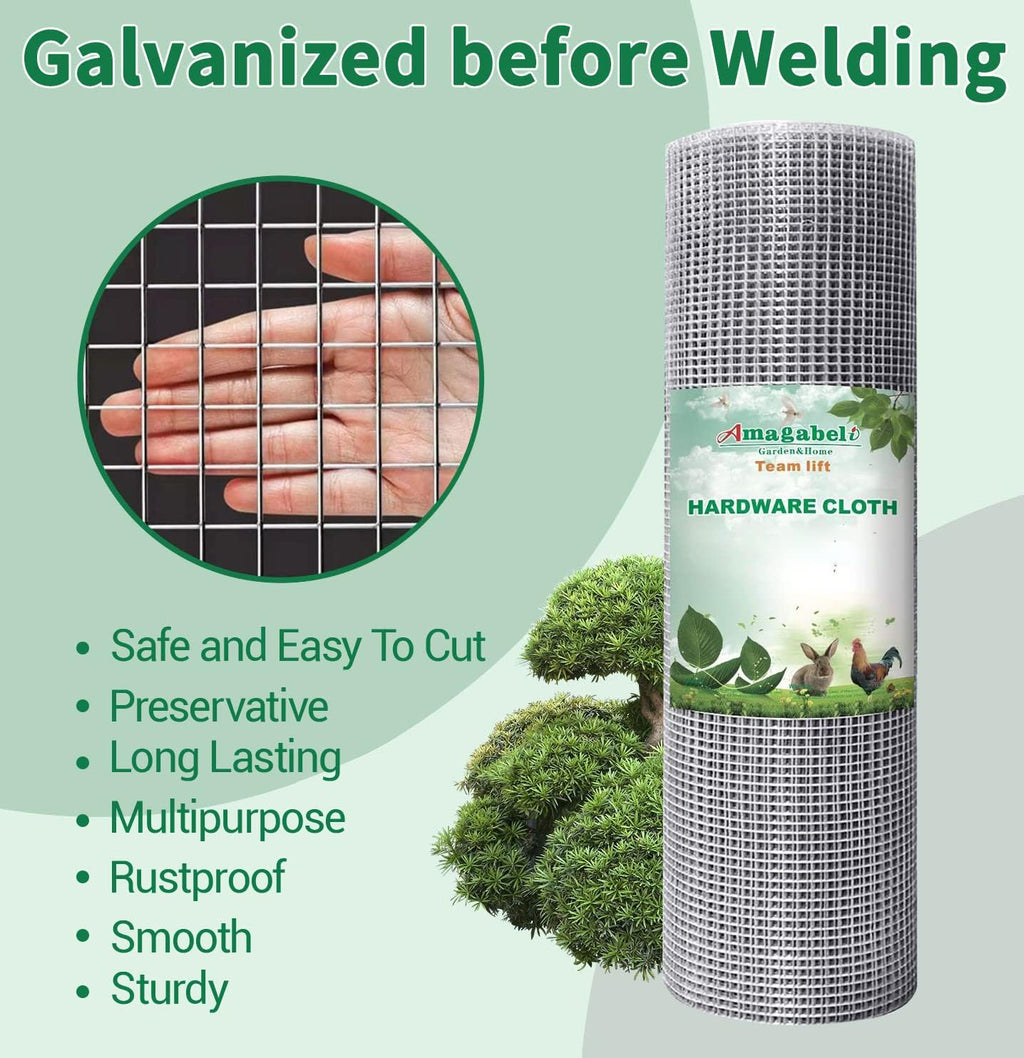 Hardware Cloth 40in X 65ft 1/2in Galvanized Square Mesh Wire Fencing Wire Diameter 0.8mm Pack of 2 G472