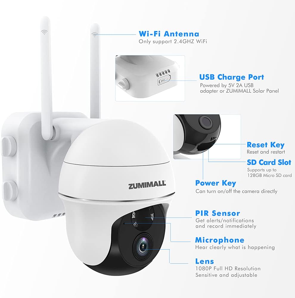 Wireless WiFi Pan Tilt 360° View Solar Powered Security Camera C329
