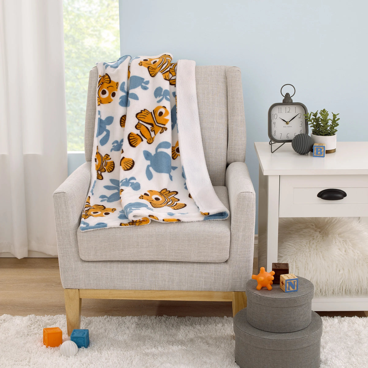 Orange and Teal Sherpa Baby Blanket V899104