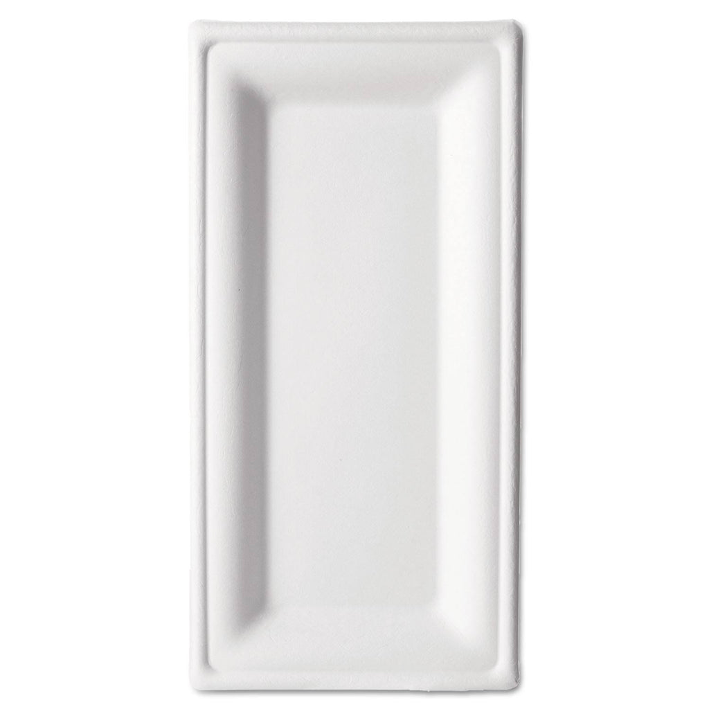 Compostable Rectangular Sugarcane Plates 10x5 in, 50/pk, 10 PK/CT L183013