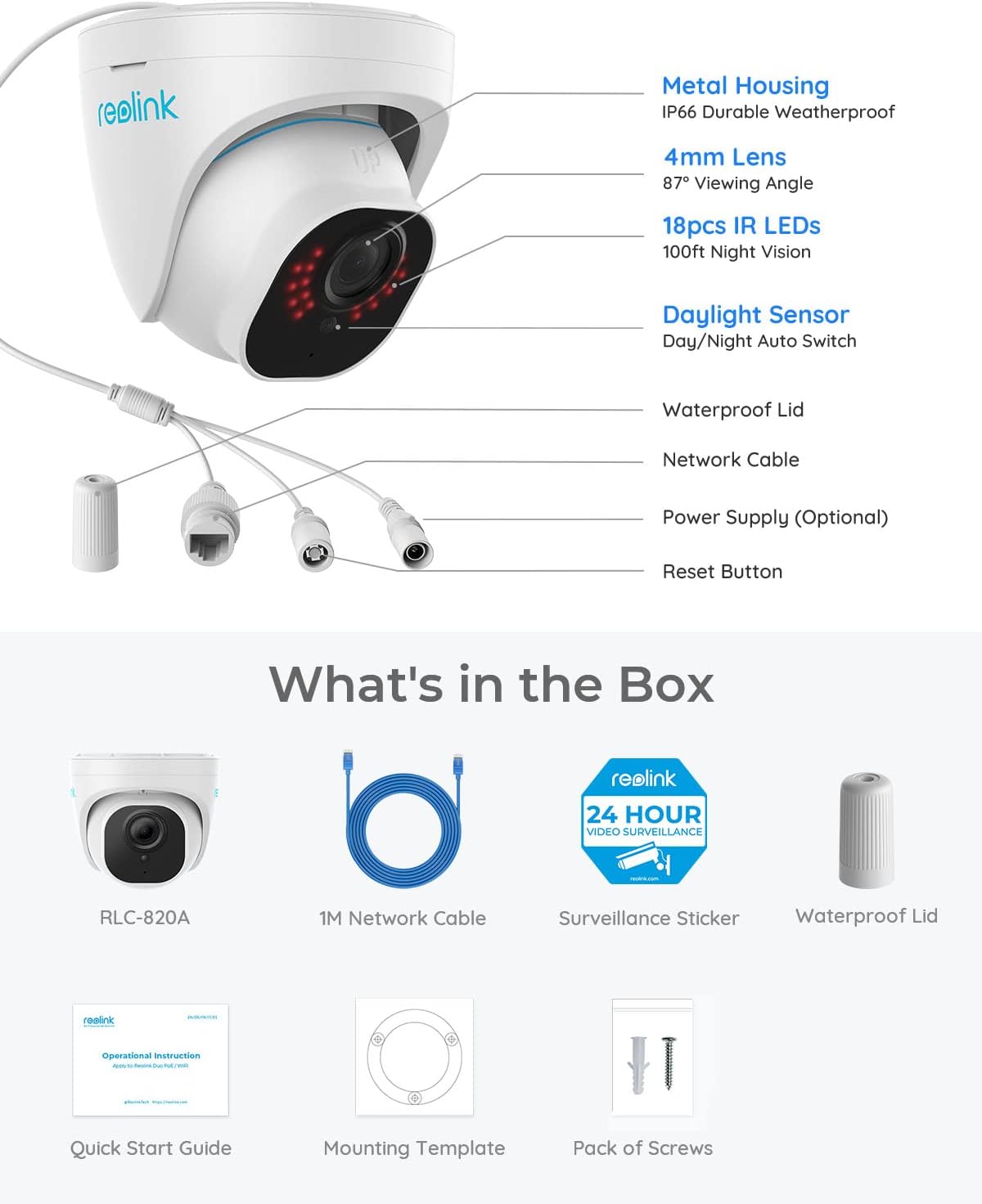 4K Outdoor PoE Dome Surveillance Camera (Pack of 2) T627