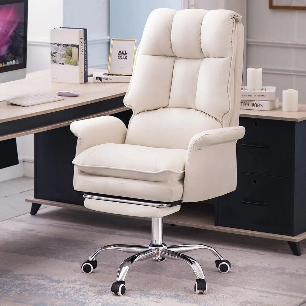 White Leather Gaming Chair P3416