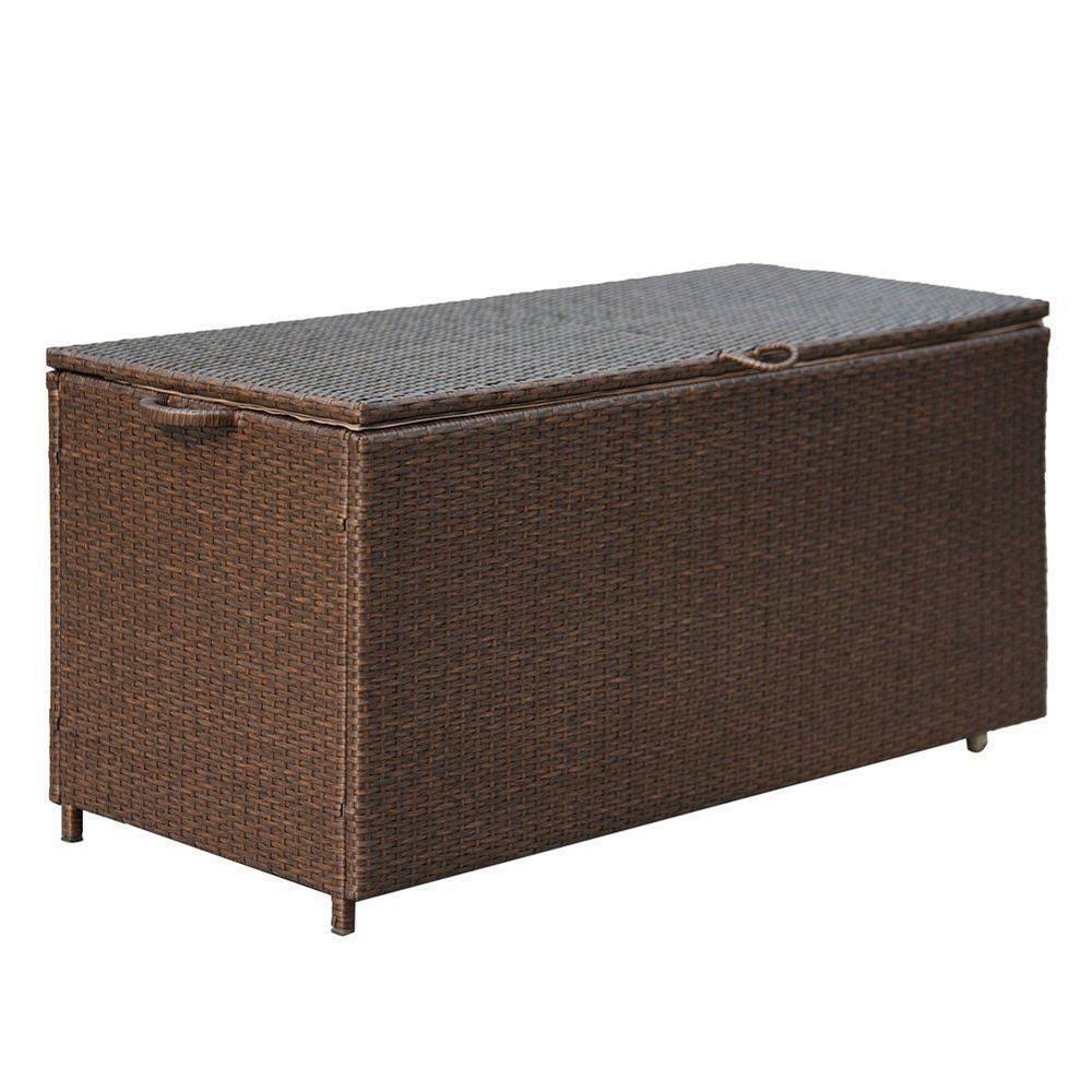 Brown Resin Wicker Storage Deck Box X320388