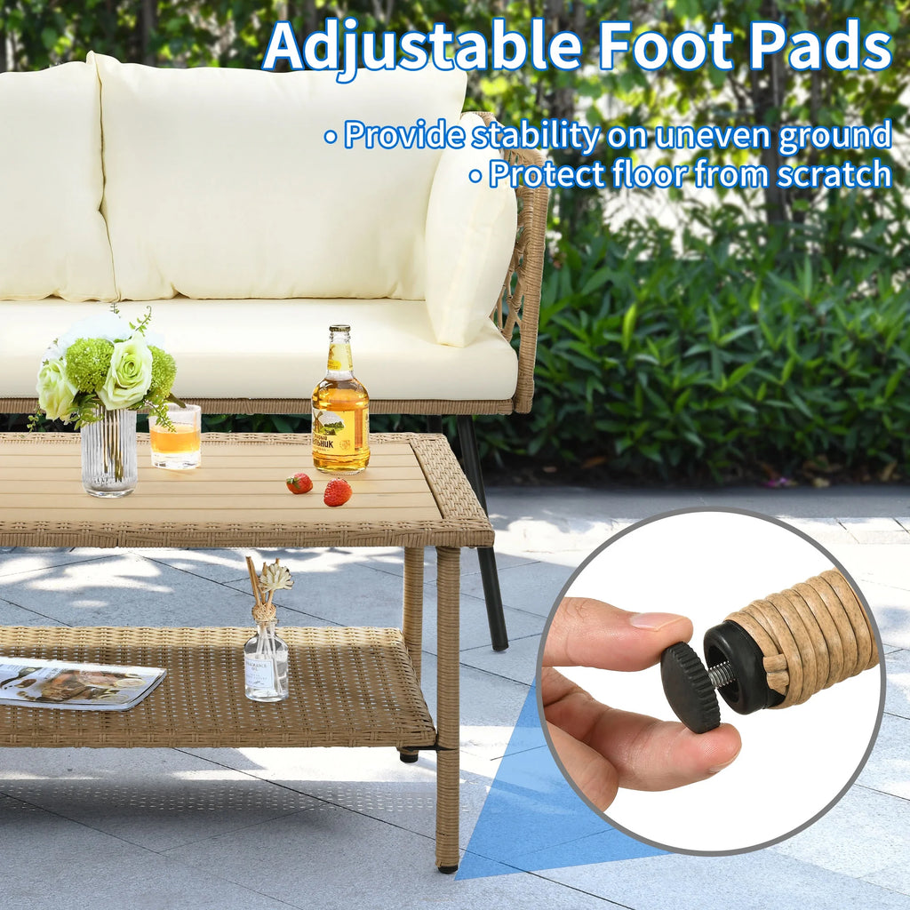 2 Pieces Patio Furniture Set with Coffee Table R7020