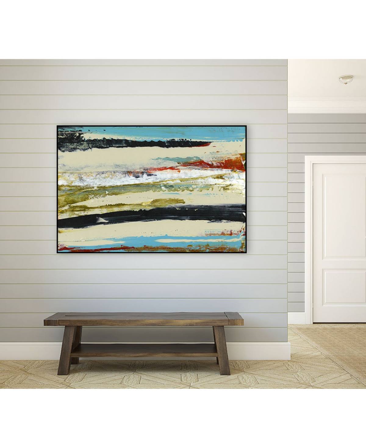 Tan Framed Canvas Art Block B9970