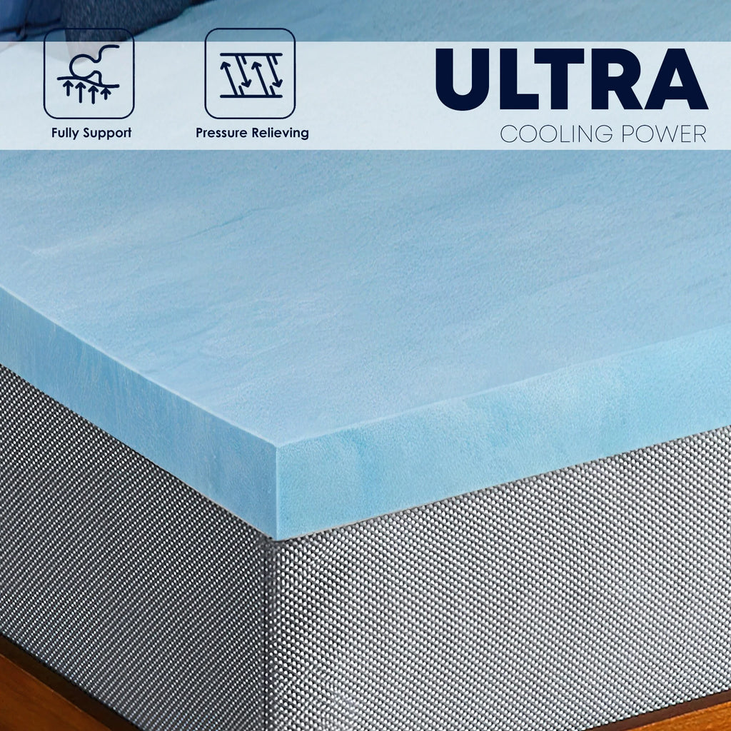 Blue Full Gel Memory Foam Mattress Topper M3915