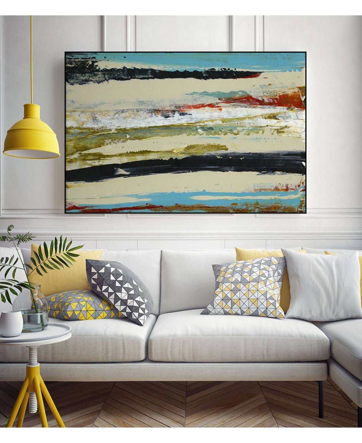 Tan Framed Canvas Art Block B9970