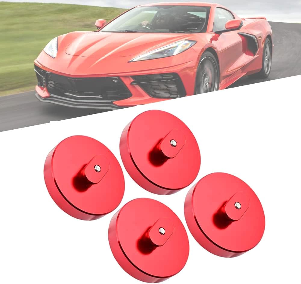 4Pcs Billet Red Aluminum Jack Pads Adapter for Corvette C5, C6, C7 & C8 Models J412