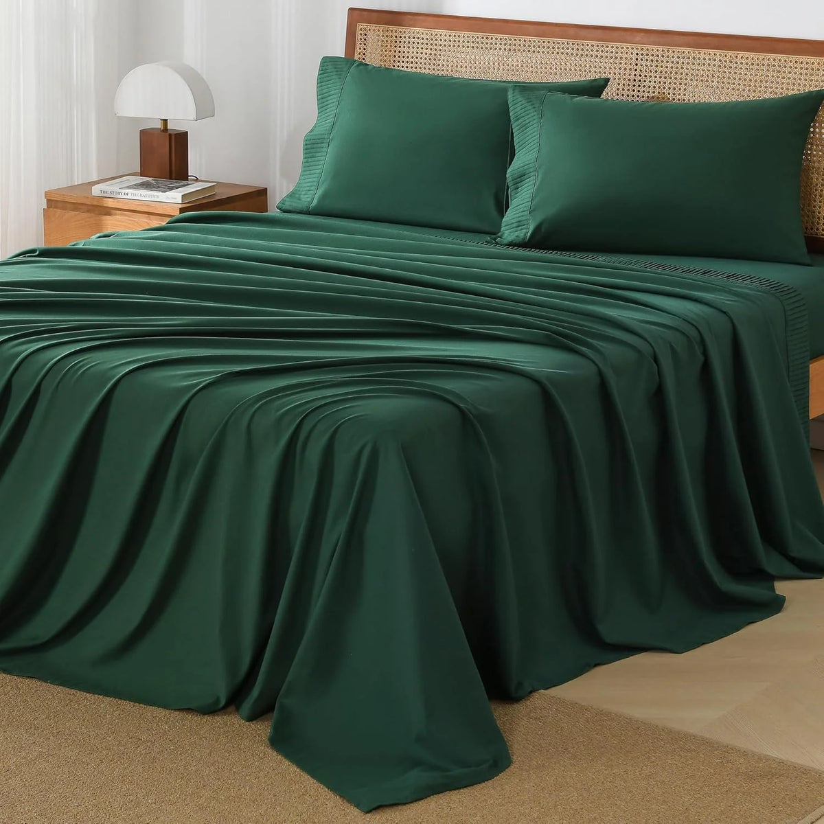 Emerald Green Microfiber Sheet Set California King 4 Pieces Deep Pocket B9270