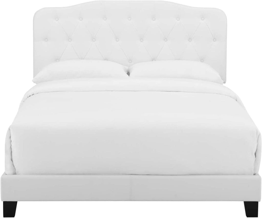 White Faux Leather Bed L45076