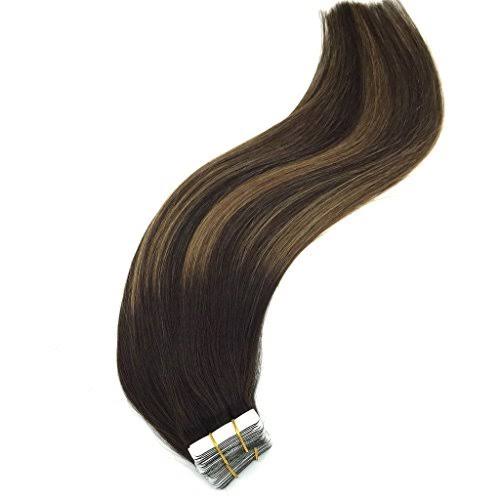 24 inch Tape in Hair Extensions Balayage Dark Brown to Light Brown X361076