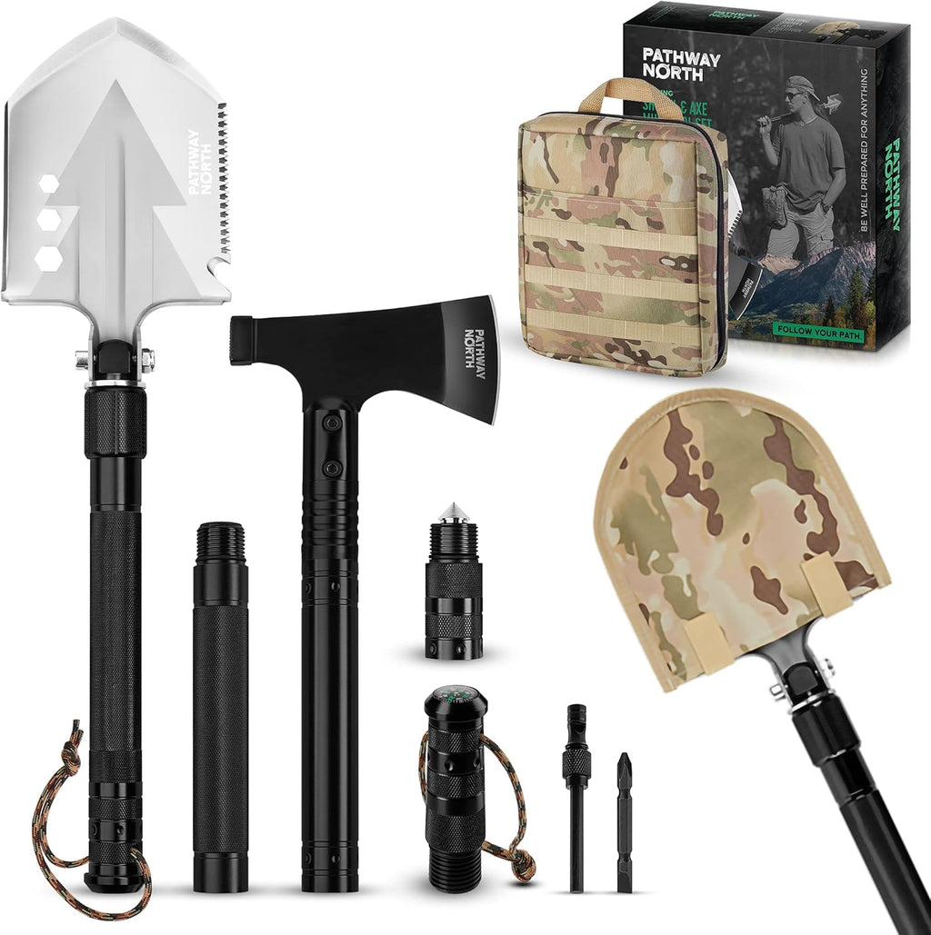 Survival Shovel and Camping Axe Stainless Steel Multi-Tool and Survival Hatchet E3175
