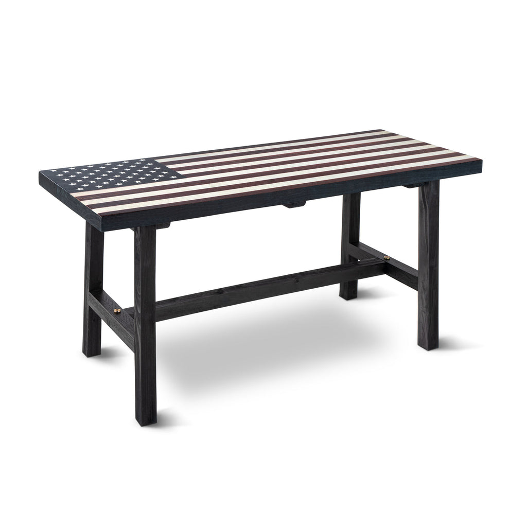 Wooden American Flag Patio Bench D624