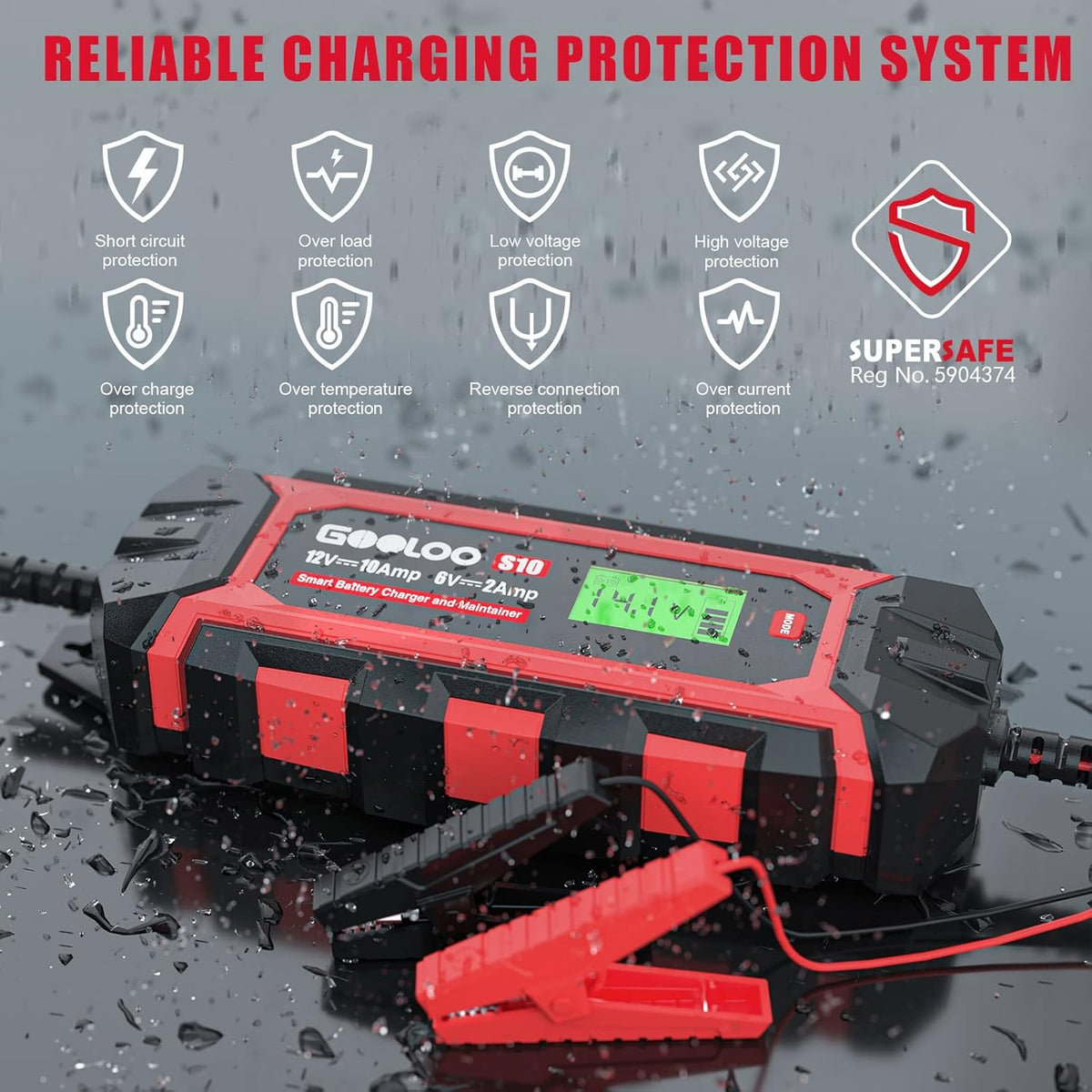 10-Amp 6V 12V Fully Automatic Battery Charger Maintainer, Pack of 2 M48130