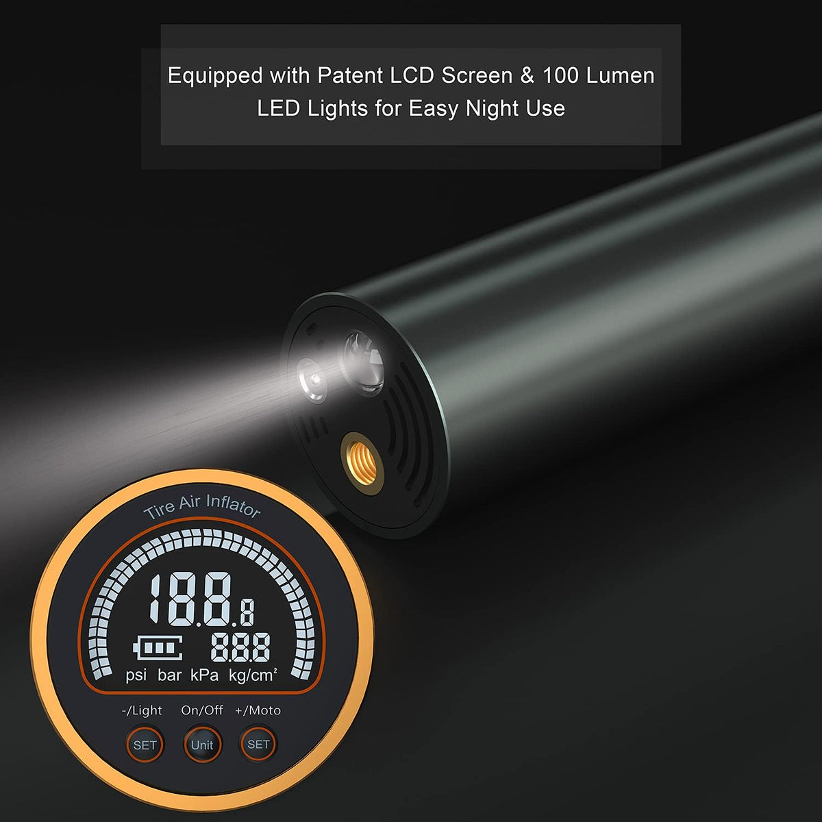 3000mAh Portable Wireless Rechargeable Bike Tire Pump with Digital Pressure Gauge, 140PSI, Pack of 2 Y376250