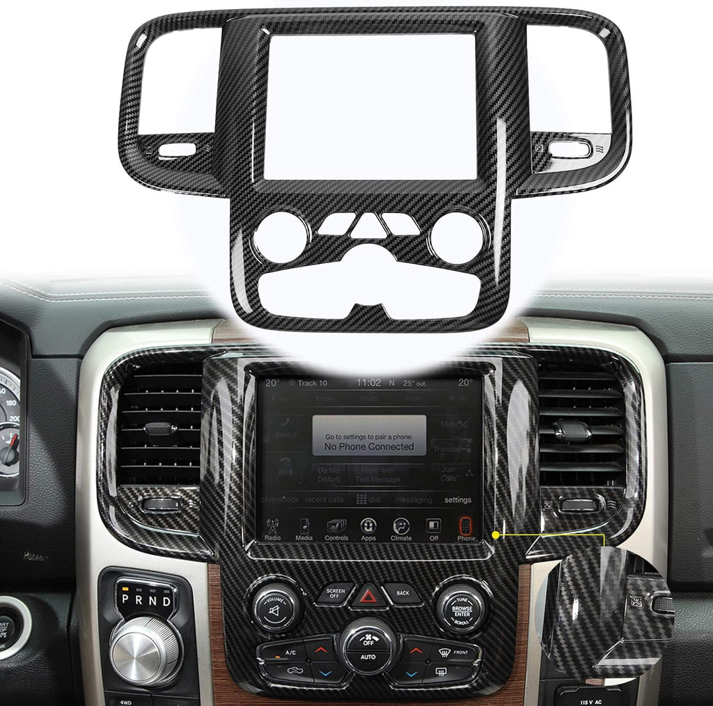 Red Carbon Fiber ABS Center Control Touch Screen Trim Cover for Dodge RAM 2011-2017 F642993